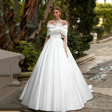 Vintage Lace Wedding Dresses High Neck Long Sleeves Appliques A Line Bridal Gown Gorgerous Bride Dress Princess robe de mariée