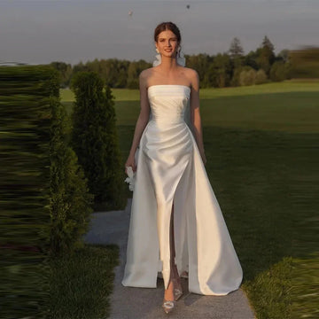 Customize To Measures Country Stain Strapless Mermaid Wedding Dress Elegant High Side Slit Floor Length Sleeveless Lace Up Custo