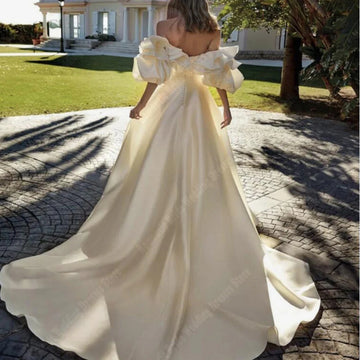 2024 Boho Off The Shoulder Women Wedding Dresses Engagement Ball Bridal Gowns Mopping Length Princess Backless Vestidos De Novia
