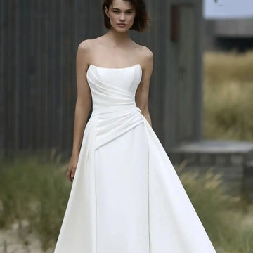 Customize To Measures A line Wedding Dress Stunning Bridal Gowns Pleat Floor Length Simple Gorgeous Robe De Mariee Charming