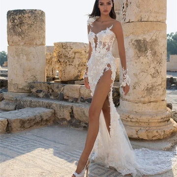 Customized Lace Wedding Dress Side Split Sexy Backless Bridal Dresses Sweetheart Floor-Length Applique Mermaid Bride Gowns 2025