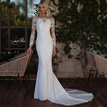 Off Shoulder V-Neck Women Wedding Dresses Sweet Lace Flower Printing Wedding Gowns Customized mermaid Vestidos De Novias