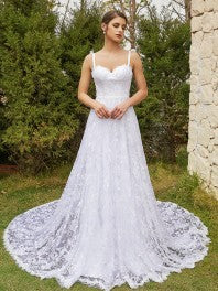 Wedding Dresses Lace Applique Sweep Train Sweetheart Neckline Bridal Gowns Corset Back Vestidos De Novia