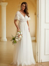 Wedding Dresses Lace Applique Sweep Train Sweetheart Neckline Bridal Gowns Corset Back Vestidos De Novia
