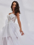Beading tulle sequined appliques bridal shower night gown robe side view