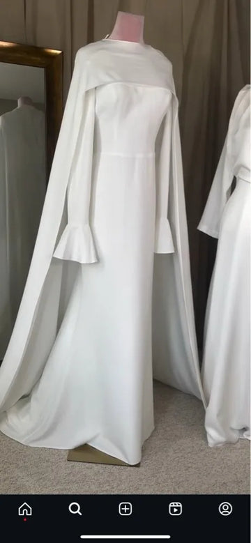 Arabic Evening Dresses Saudi O neck Customized Formal Dress With Long Cape  Prom Gown Wedding Guest Women Party Dress