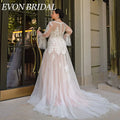 EVON BRIDAL Boho Plus Size Wedding Dress Long Sleeves Illusion Back Applique A-Line Bride Gowns See Through Vestido De Novia