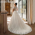 EVON BRIDAL Exquisite Plus Size Wedding Dresses Big Women Bride Dress Off The Shoulder Applique Button A-Line Bridal Gowns