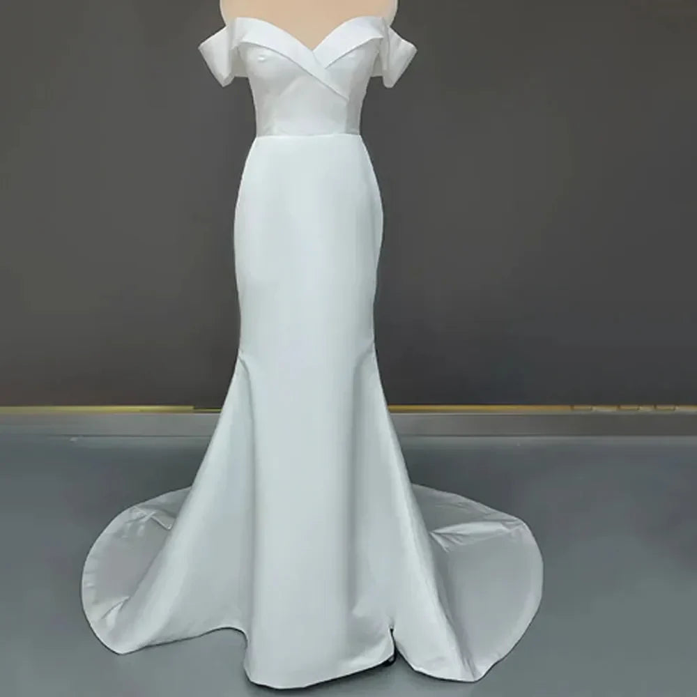 PERFECT Elegant V-Neck Mermaid Wedding Dresses Off The Shoulder Backless Bridal Gowns Custom Made Sweep Train Vestidos De Novia