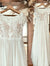 2025 Civil Women Boho Scoop Neck Wedding Dress Cap Sleeve Lace Bodice Open Back Beach Bridal Gown vestido de noiva Customized 