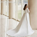 EVON BRIDAL Lace V-Neck Wedding Dress Plus Size For Big Woman 3/4 Sleeves Bride Party Gowns Satin A-Line Elegant Robe De Mariée