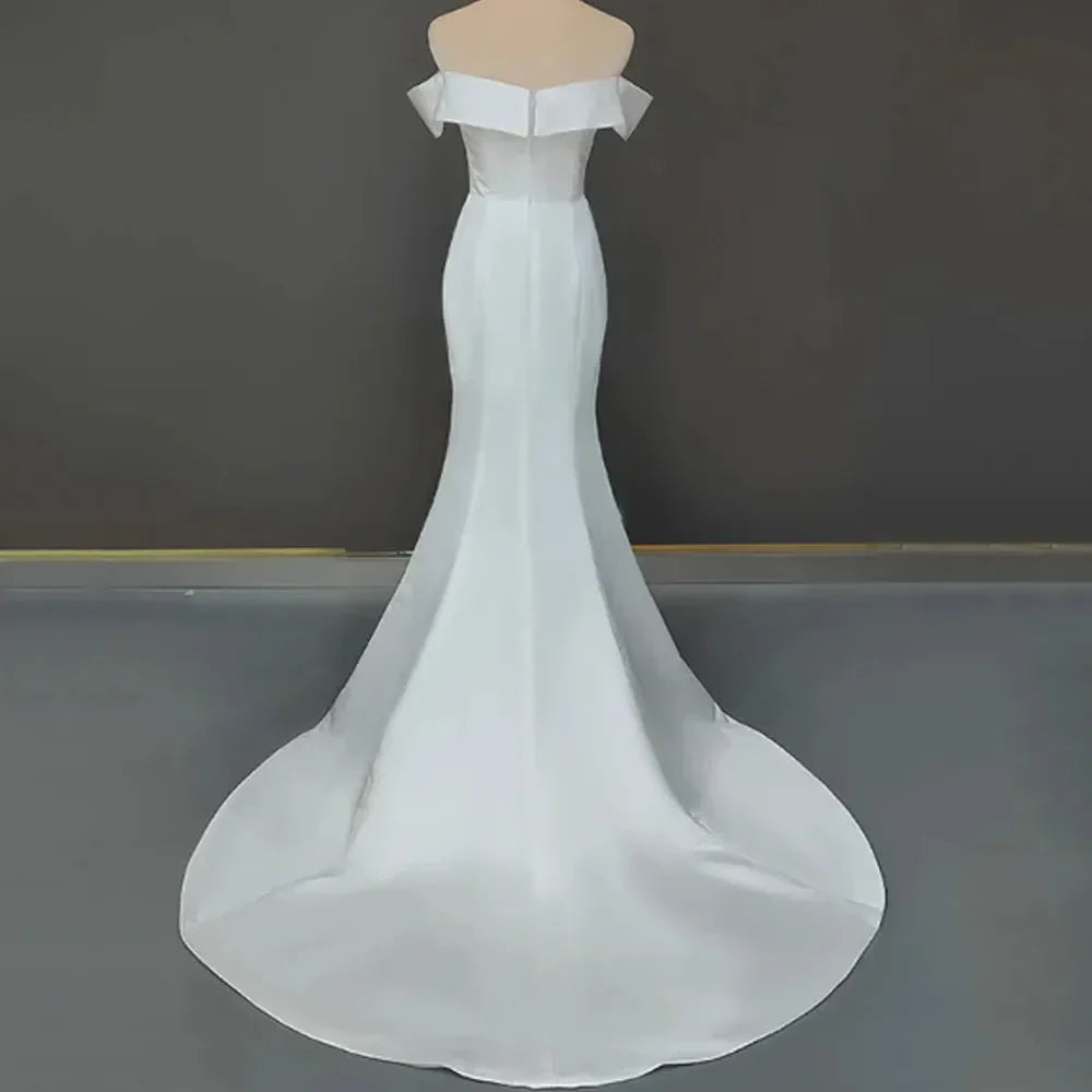 PERFECT Elegant V-Neck Mermaid Wedding Dresses Off The Shoulder Backless Bridal Gowns Custom Made Sweep Train Vestidos De Novia