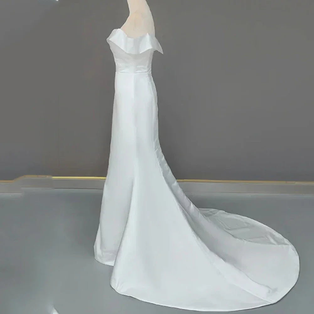 PERFECT Elegant V-Neck Mermaid Wedding Dresses Off The Shoulder Backless Bridal Gowns Custom Made Sweep Train Vestidos De Novia