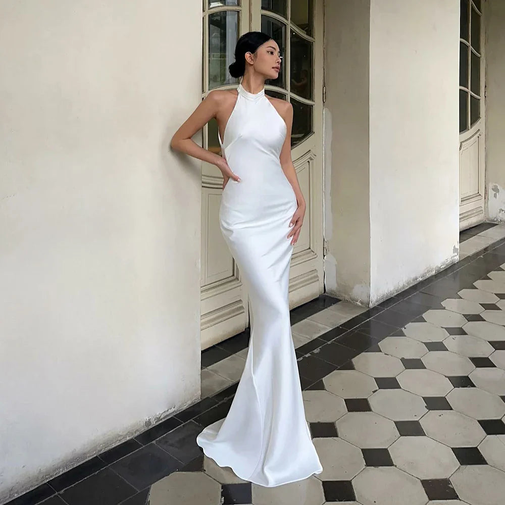 Modern Mermaid Wedding Dress Trend Sexy Customized Women Sexy Bride Dress Halter Neck Elegant Bride Dress For Wedding Party