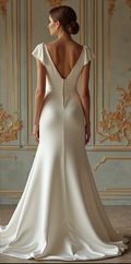 An elegant satin mermaid wedding gown with an open back, structured bodice, and graceful train – a perfect choice for a sophisticated wedding.
فستان زفاف أنيق من الساتان بقصة الحورية، وظهر مفتوح، وكورسيه منحوت، وذيل انسيابي فاخر – خيار مثالي لحفل زفاف راقٍ.
Vestido de novia sirena de satén con espalda descubierta, corsé estructurado y cola fluida – ideal para una boda sofisticada.

