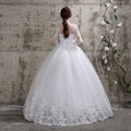 Plus size full sleeve lace-up ball gown wedding dress – detail view – Snowy Bridal