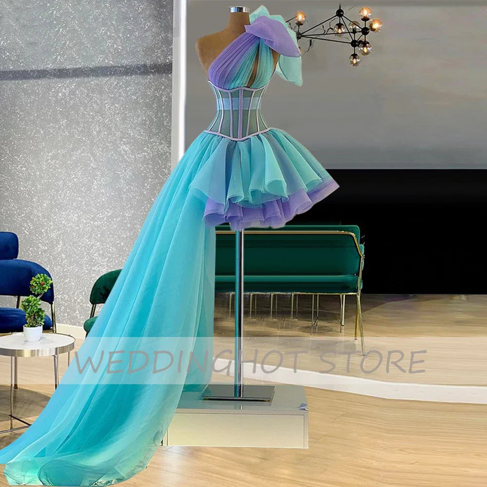 One Shoulder Bow Evening Dresses Elegant Tulle Formal Prom Gowns Chic Custom Made High Quality Party Dress robes de soirée