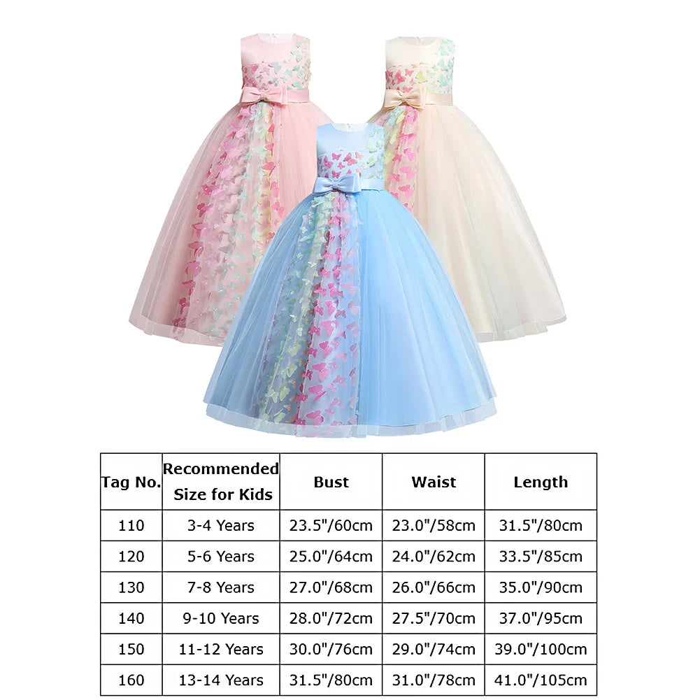 Kids Girls Princess Dress Children's Girls Layered Tulle Tutu Dress Wedding Flower Girl Bridesmaid Show Ball Gown