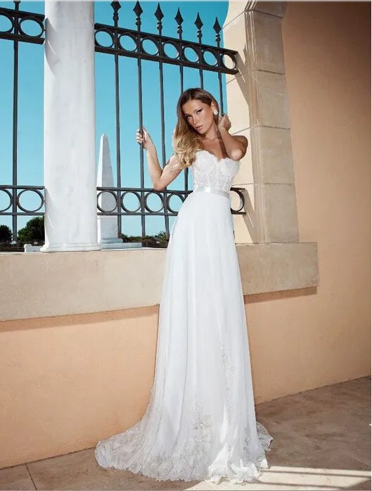 Gorgeous see-through romantic princess sexy backless custom bridal gown front view