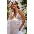 Boho backless 3D flowers spaghetti straps long A-line princess floor length wedding dress side view