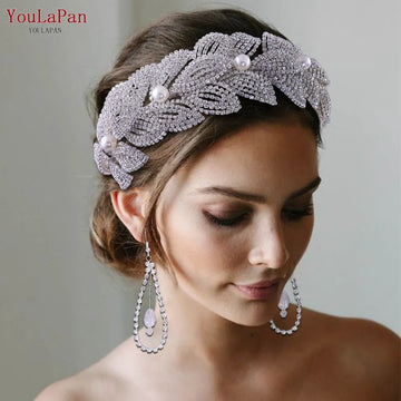 TOPQUEEN Luxury Bridal Tiara Crown Flower Crown Bridal Garland Bohemia Headbands Wedding Bridal Headpiece Hair Accessories HP366