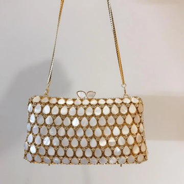 XIYUAN Women Evening Clutch Bag Bridal Wedding Elegant Party Handmade clutch purse Womens Handbags Purses Hollow Out Metallic