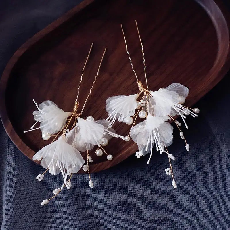 Flower Floral Headbands Hairbands Bridesmaids Pearl Headpieces Headdress Hair Pins Clip Bride Bridal Jewelry Wedding Accessories