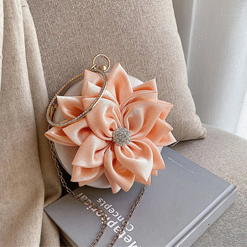 Flower Clutch Purse Women's Round Evening Bag Crystal Diamond Luxury Handbag Wedding Party Purse Chain Shoulder Bags ZD2050