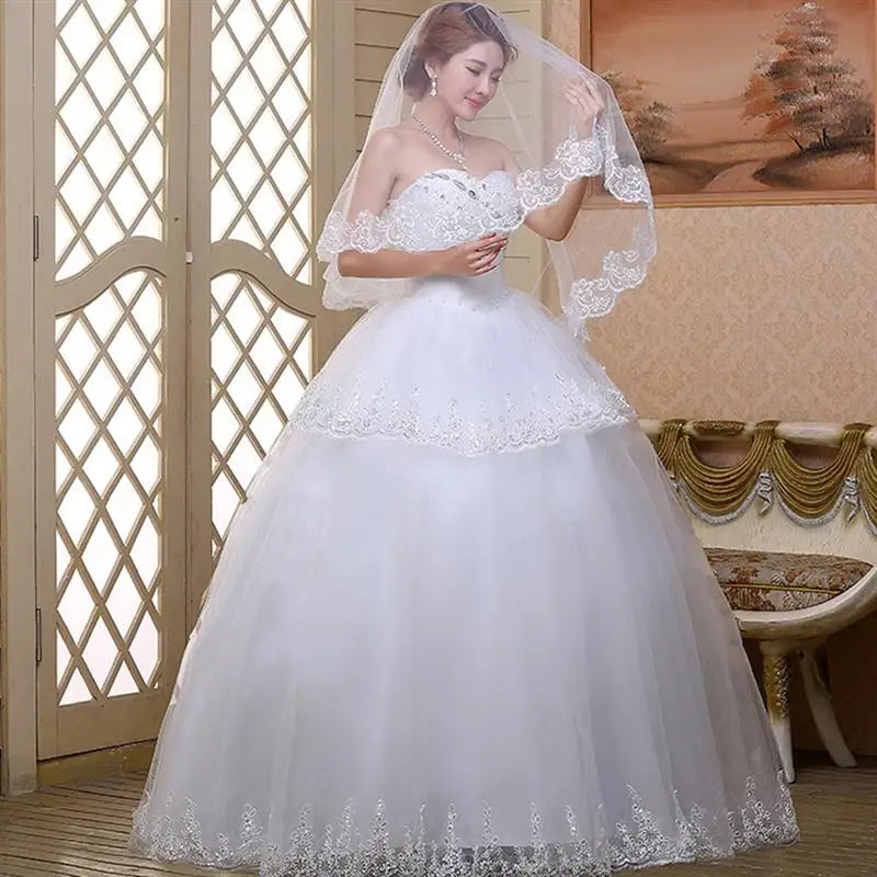 Lace Bride Wedding Veil Long White Wedding Gauze Sequins Lace White Dress For Wedding Marriage Accessories