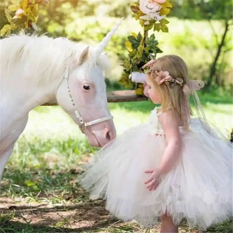 Shabby Flower with Pearls Rhinestone Flower Girl Tutu Dress Tulle Girls Wedding Party Dress Kids Girls Ball Gown Tulle Dresses