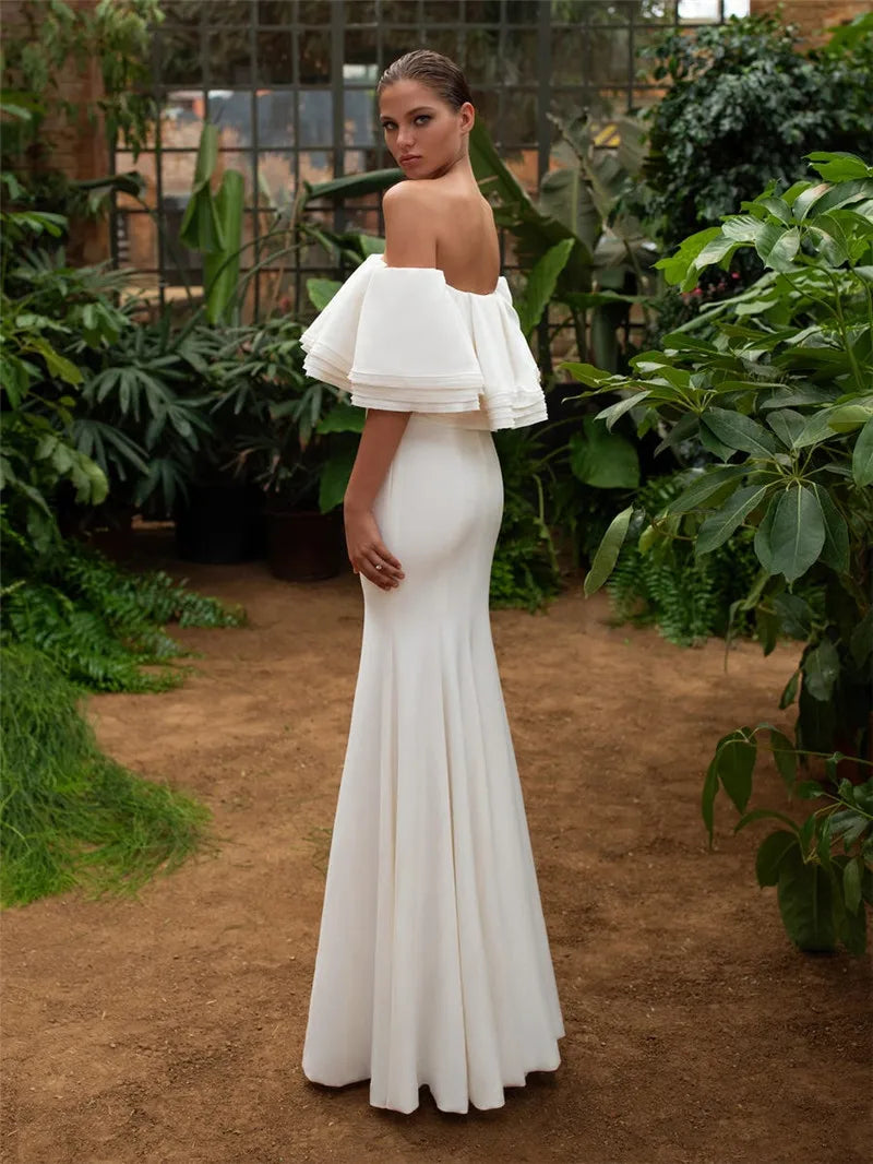 Bateau Slim Mermaid Wedding Dresses Natural Floor Length Custom Made Long Bridal Gowns Spring Long Robe De Mariee