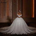 Luxury White Wedding Dresses A-Line Sequins Princess Wedding Gowns Backless Sexy Bride Dresses Chapel Vestido De Noiva Custom same as picture Floor Length