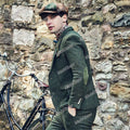 Groom wedding herringbone green 3 pieces jacket vest pants smoking business blazer detail