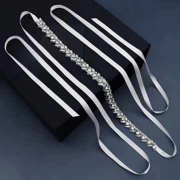 Crystal Rhinestones Wedding Belt Luxury Bridal Belts Sash White Ribbon For Women Evening Dress Bride Jewelry