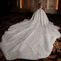 Luxury White Wedding Dresses A-Line Sequins Princess Wedding Gowns Backless Sexy Bride Dresses Chapel Vestido De Noiva Custom