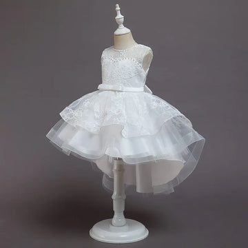 New Girls Dress Lace Wedding Performance Dress Embroidery Tail Princess Dress Piano Performance Event Prom Party Dress