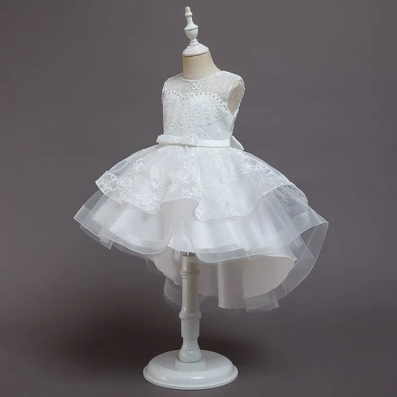 New Girls Dress Lace Wedding Performance Dress Embroidery Tail Princess Dress Piano Performance Event Prom Party Dress