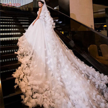 V126 Wedding Veil with Blusher Soft Tulle Veil 2 tier Cathedral Length Bride 5M Flowers Veil with comb Bridal Veu de