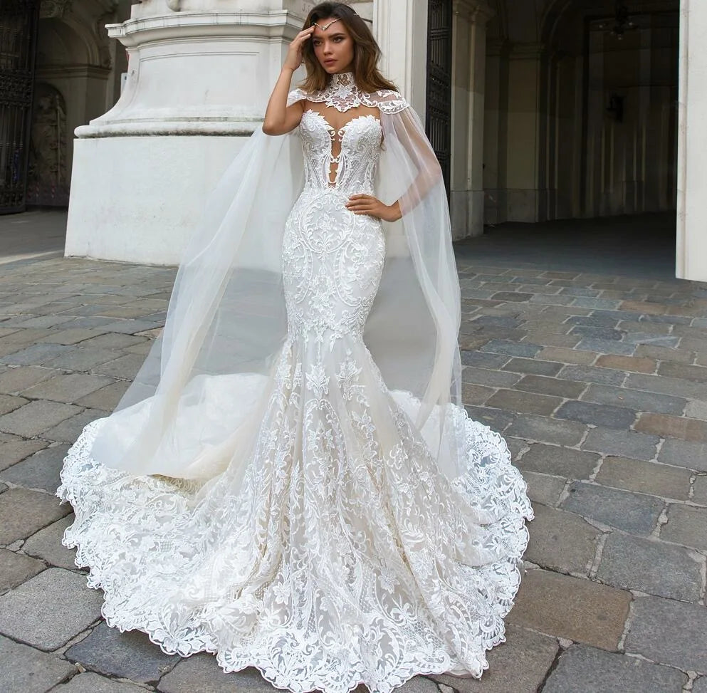 Lace mermaid tulle shawl bridal gown size chart color variants