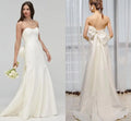Strapless satin mermaid elegant big bow bridal gown size chart