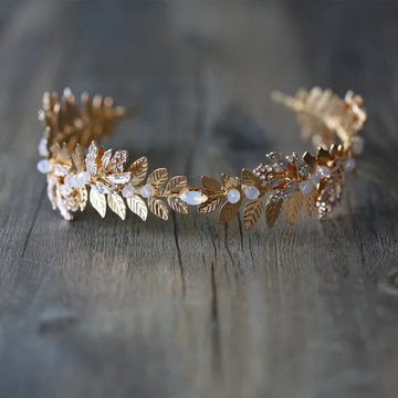 Wedding Hair Accessories Baroque Vintage Headbands Hairbands Leaf Opal Crystal Headpieces Headwear Brides Crowns Bridal Jewelry