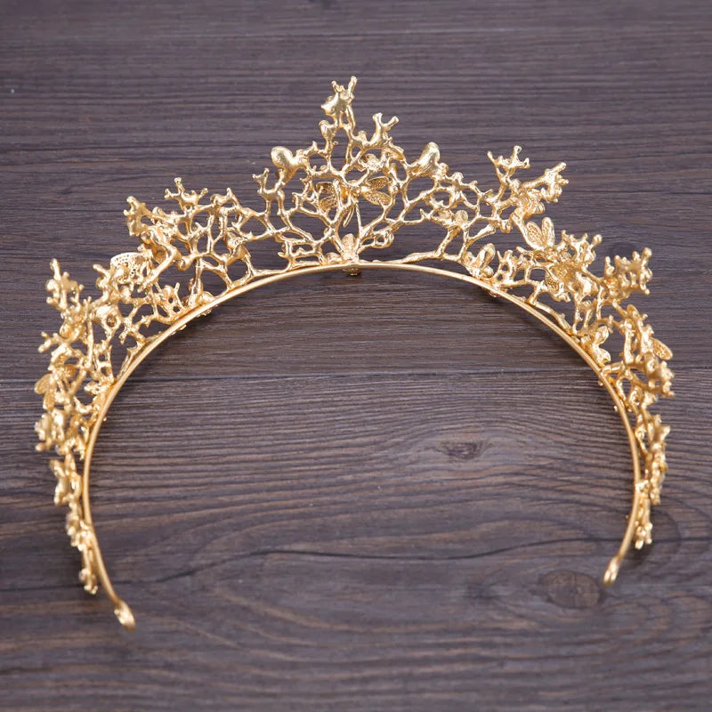 Vintage Wedding Crown Butterfly Rhinestone Crystal Crown Bridal Wedding Hair Accessories Princess Crown Headdress Handmade Gifts