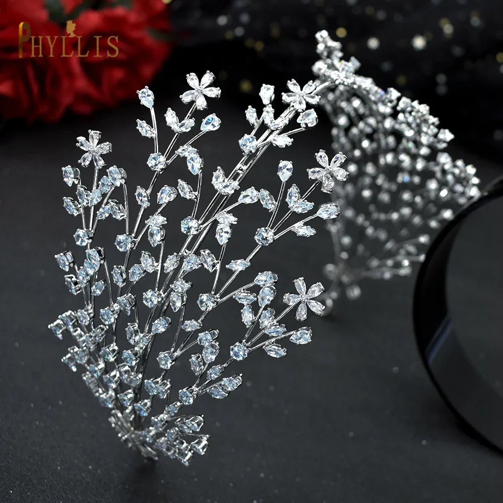 A253 Zirconia Wedding Headband Princess Crown Hairband Women Tiaras Pageant Crowns Hair Accessories Jewelry Bridal Headwear