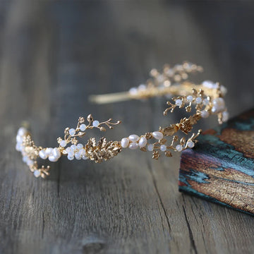 Wedding Hair Accessories Freshwater Pearls Headbands Headpieces Vintage Leaf Hairbands Brides Tiaras and Crowns Bridal Jewelry