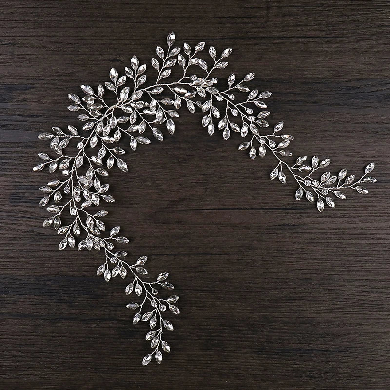 AiliBride Rhinestone Crystal Headband Wedding Hair Vine Headband Bridal Headpiece Bride Hair Jewelry Wedding Hair Accessorie