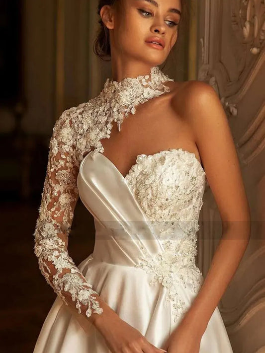 Modern  Floor-Length Wedding Dresses for Women Elegant 2022 Off-The-Shoulder Boat Neck Elegant vestido de noviaSexy Open Back