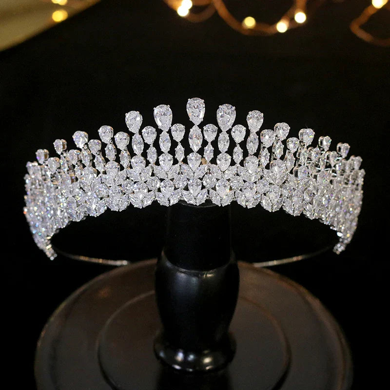 New Bride Tiara Crystal Headdress Wedding Hair Accessories Full Zircon Crowns Headband Wedding Jewelry Crowns For Women