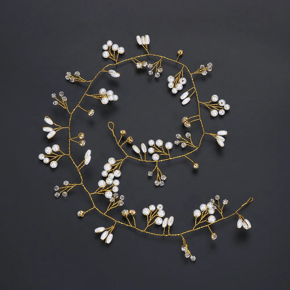 New Wedding Hair Accessories Crystal Pearl Hair Belt Wedding Bridal Hair Ornaments Hair Jewelry bride Headdress Headbands Hot