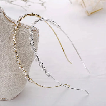 1PCS  Diamond Hairband Women Children Inlaid Pearl Fashion Hair Bands Headband Gold Silver Girls HeadWear