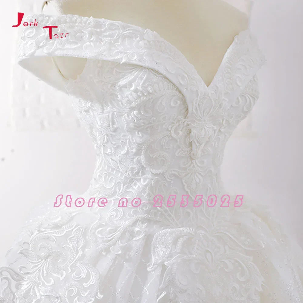 Off The Shoulder Short Sleeve Gorgeous Princess Ball Gown Wedding Dresses Vestidos De Noiva Princesa